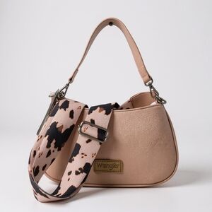 Wrangler Blush Pink Shoulder Crossbody Bag with Animal Print Strap NWT